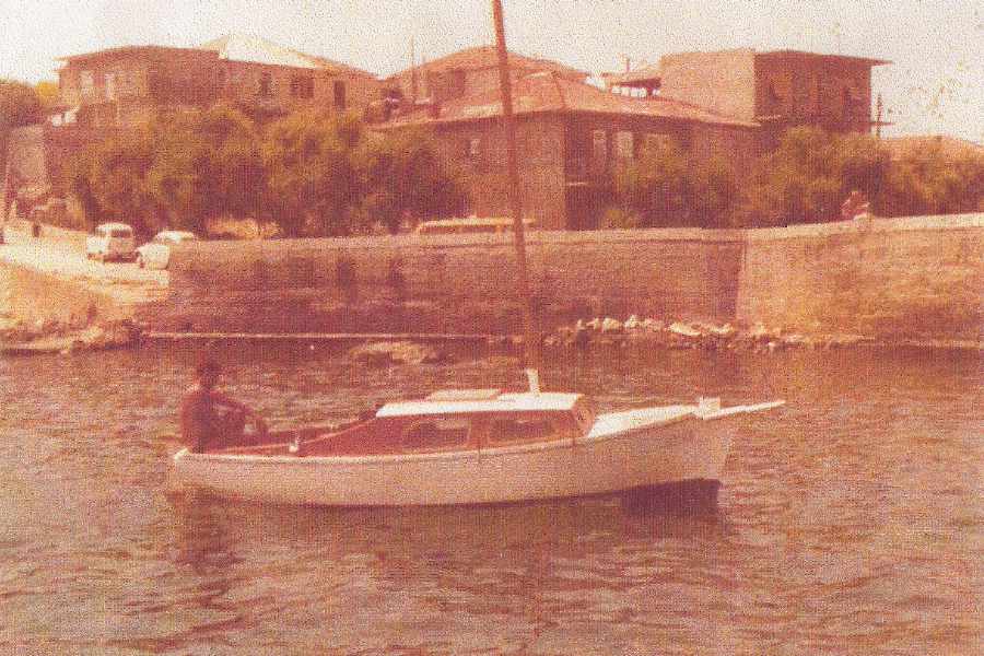 Ljubo on his boat in Stobreč in 1970s